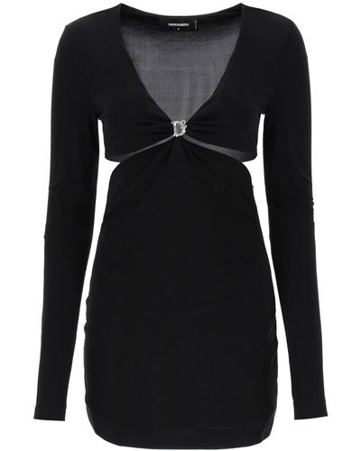 DSquared² Cut Out Mini Dress In Jersey - Black