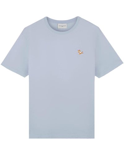 Maison Kitsuné T-shirt in cotone con iconico patch - Blu