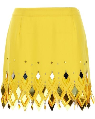 Rabanne Diamond-Hued Sequin Skirt Gonne Giallo