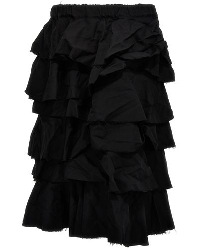 Comme des Garçons Flounces And Pleated Skirt Skirts - Black