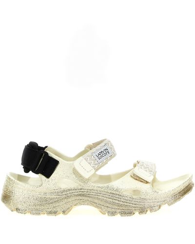 Lanvin Wave Curb Laces Sandals - White
