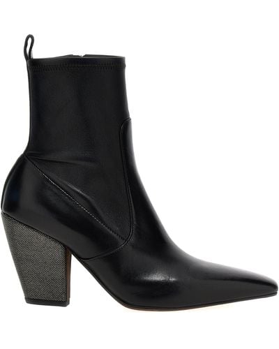 Brunello Cucinelli Jewel Heel Ankle Boots Boots, Ankle Boots - Black