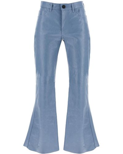 Marni Flared Leather Trousers For - Blue