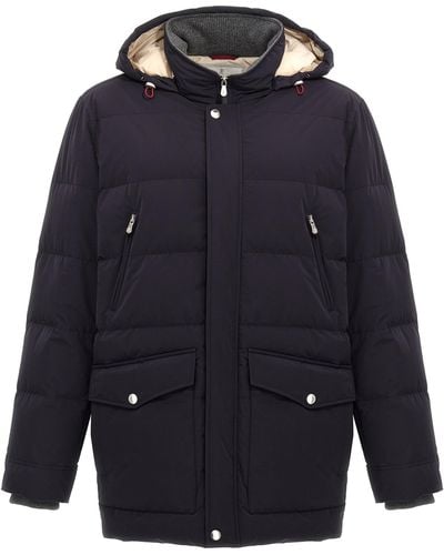 Brunello Cucinelli Hooded Down Jacket Casual Jackets, Parka - Blue