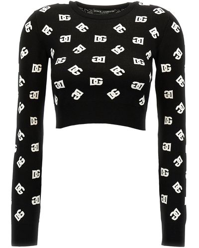 Dolce & Gabbana All Over Logo Sweater Maglioni Bianco/Nero