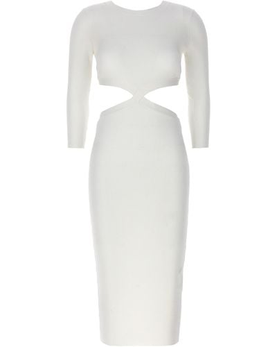 Elisabetta Franchi Ribbed Dress With Jewel Detail - White