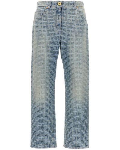 Balmain Monogram Jeans Celeste - Blu