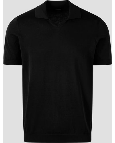 Drumohr Buttonless Cotton Polo Shirt - Black