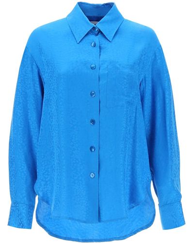 Art Dealer Camicia Over In Seta Jacquard - Blu