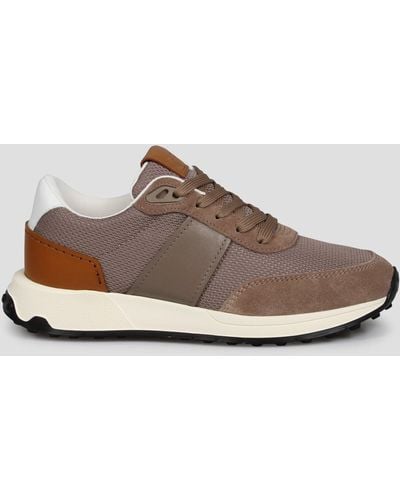 Tod's Leather And Technical Fabric Trainers - Brown