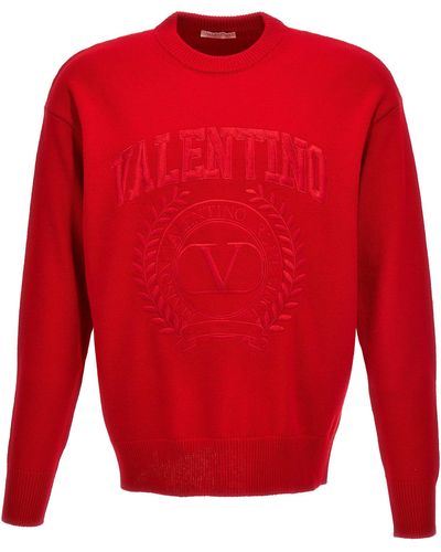 Valentino Garavani Logo Embroidery Sweater Maglioni Rosso