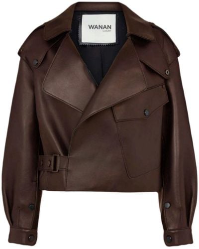 Wanan Touch Ilaria Jacket In Brown Lambskin Leather