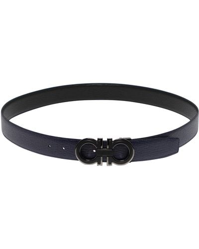Ferragamo Reversible And Adjustable Gancini Belt Belts - Black