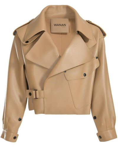 Wanan Touch Ilaria Jacket In Beige Lambskin Leather - Natural