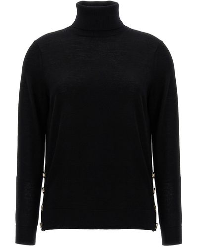 MICHAEL Michael Kors Logo Buttons Turtleneck Sweater - Black