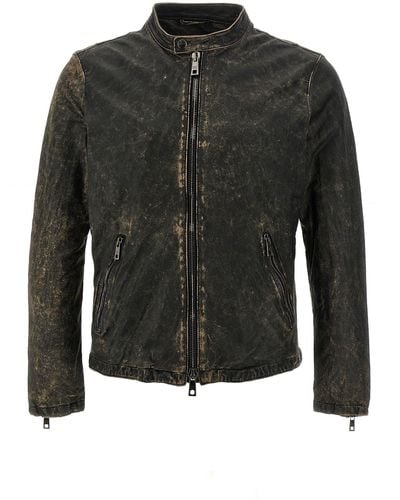 Giorgio Brato Vintage Leather Jacket Casual Jackets, Parka - Black
