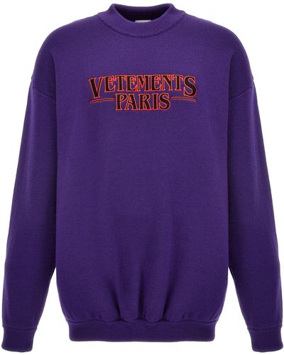 Vetements Paris Sweater Felpe Viola - Blu