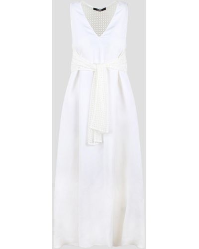 Herno Light Viscose And Spring Lace Dress - White