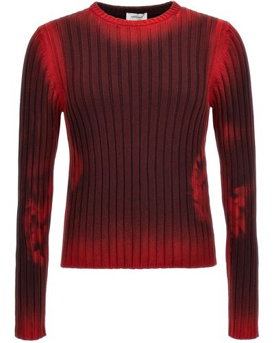 Ferragamo Tie Dye Ribbed Sweater Maglioni Bordeaux - Rosso