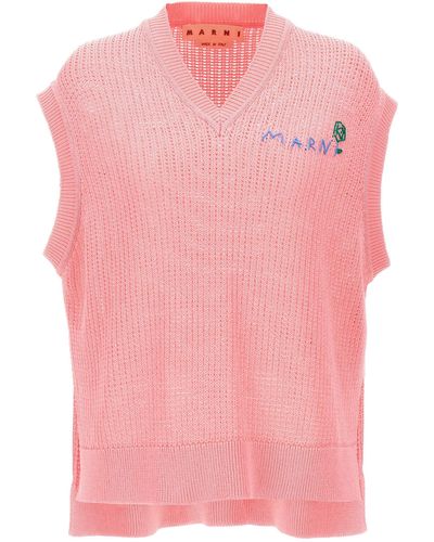 Marni Logo Embroidery Vest Gilet Fucsia - Rosa