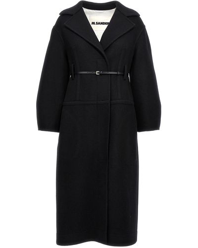 Jil Sander Long Wool Coat Coats - Black