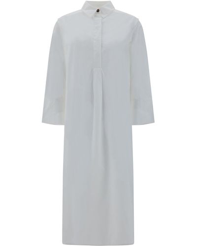 Ganni Cotton Poplin Oversized Shirt Dress - Grey