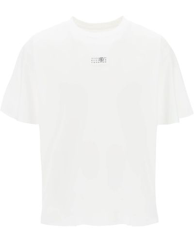 MM6 by Maison Martin Margiela T Shirt Con Etichetta Logo Numerico - Bianco