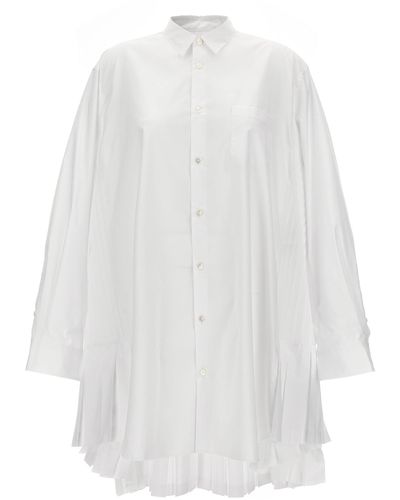 Junya Watanabe Pleated Shirt Dress - White