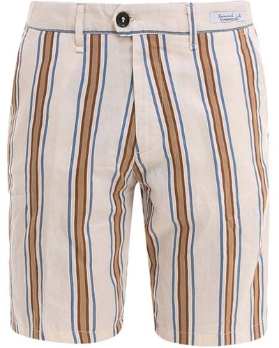 PERFECTION GDM Striped Fabric Bermuda Shorts - White