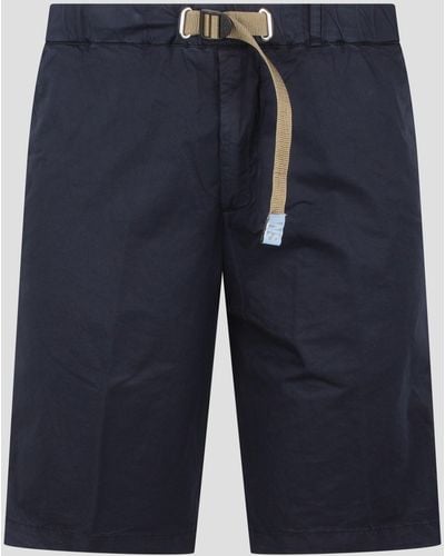 White Sand Stretch Cotton Shorts - Blue