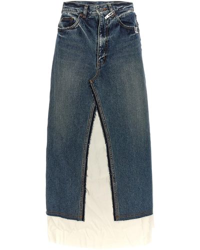 Maison Mihara Yasuhiro Contrast Insert Skirt Gonne Blu