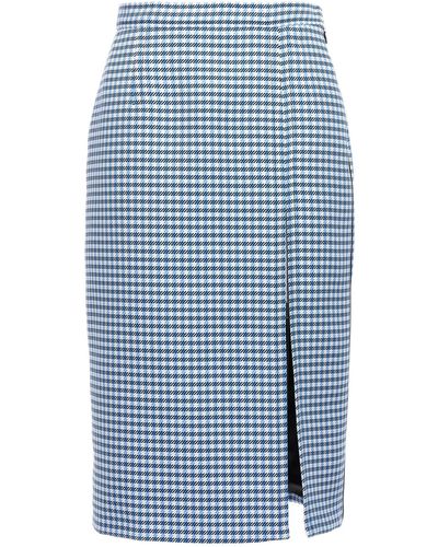 Marni Check Longuette Skirt Gonne Celeste - Blu