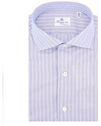 Finamore 1925 Cotton Shirt With Striped Motif - Purple