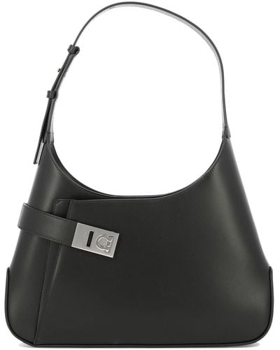 Ferragamo Hobo Shoulder Bag Shoulder Bags - Black