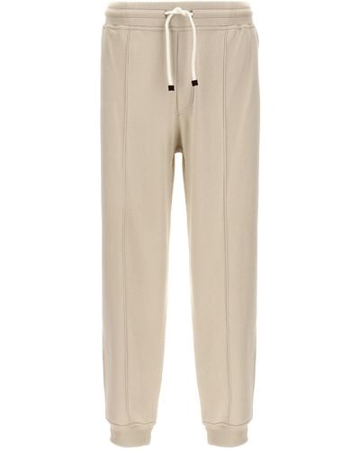 Brunello Cucinelli Central Stitching Sweatpants Pants - Natural