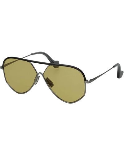 Loewe Sunglasses Leather Gray Silver - Green