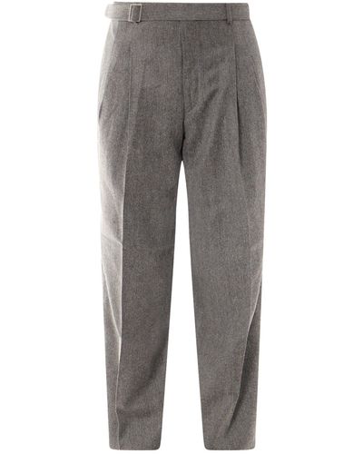 Etudes Studio Wool Blend Trouser With Removable Belt At Waist - Grey