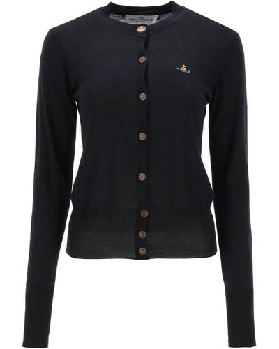 Vivienne Westwood Bea Cardigan With Embroidered Logo - Black