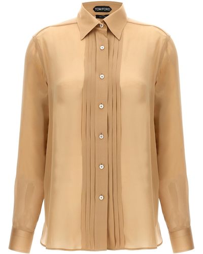Tom Ford Pleated Plastron Shirt Camicie Beige - Neutro