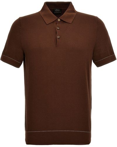 Brioni Textured Shirt Polo Marrone