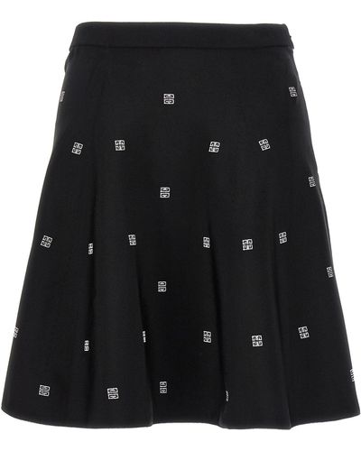 Givenchy All Over Logo Skirt Gonne Bianco/Nero