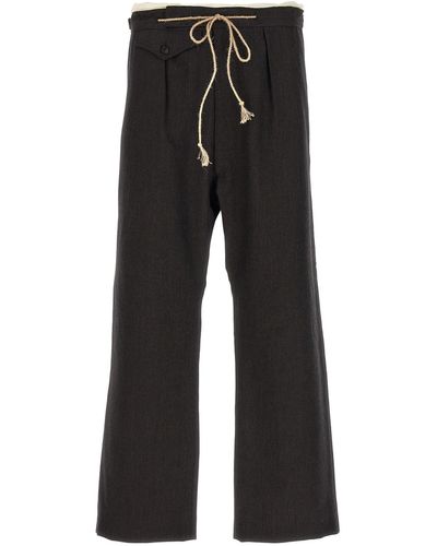 Maison Margiela Contrast Waist Detail Pantaloni Marrone - Nero