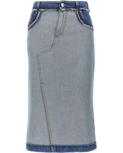 Marni Denim Midi Skirt Gonne Celeste - Blu