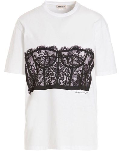 Alexander McQueen Lace corset t-shirt - Bianco
