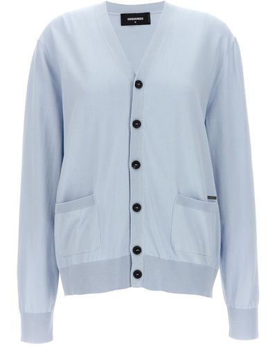 DSquared² Knit Cardigan Sweater, Cardigans - Blue