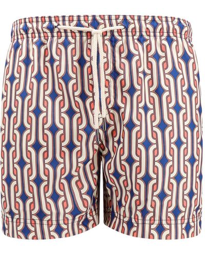 Peninsula Recycled Nylon Swim Shorts With All-over Print - Red