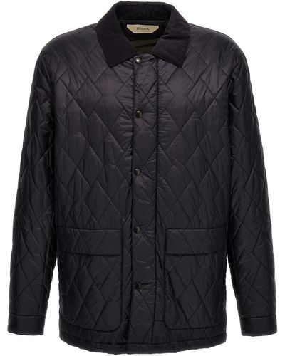 Zegna Quilted Ec-nylon Jacket Casual Jackets, Parka - Blue