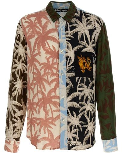 Palm Angels Patchwork Palms Shirt, Blouse - Multicolour