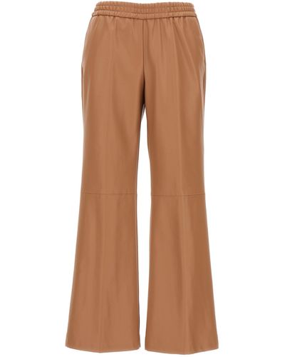 Nude Eco Leather Trousers - Brown