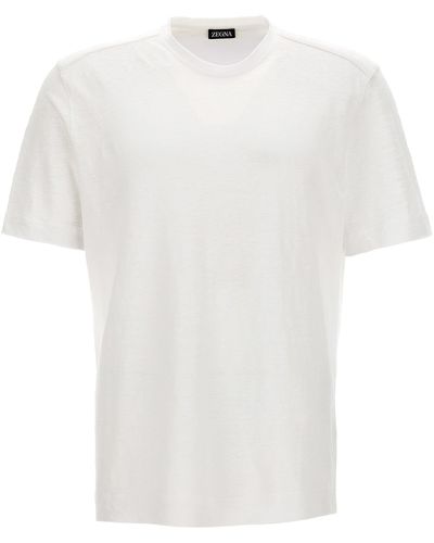 Zegna Linen T Shirt Bianco